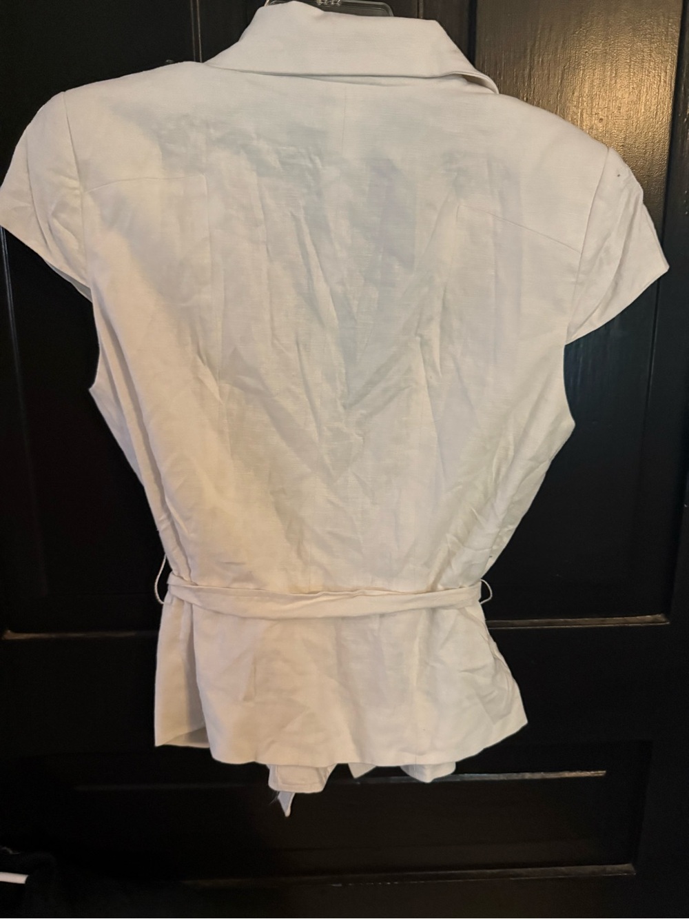 New York & Company White Tie-Waist Cap Sleeve Blazer - Picture 4 of 4